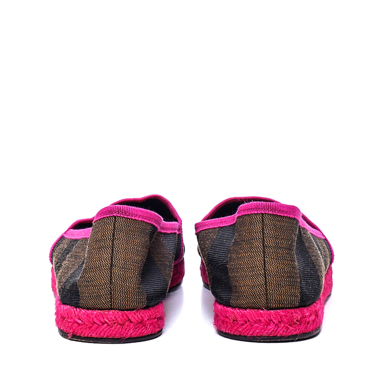 Fendi - Brown & Pink Canvas Pequin Espadrilles 38